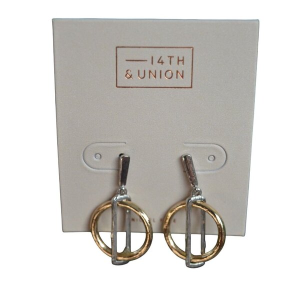 14th & Union Gold Silver Tone Geometric Drop Earrings - Picture 5 of 5